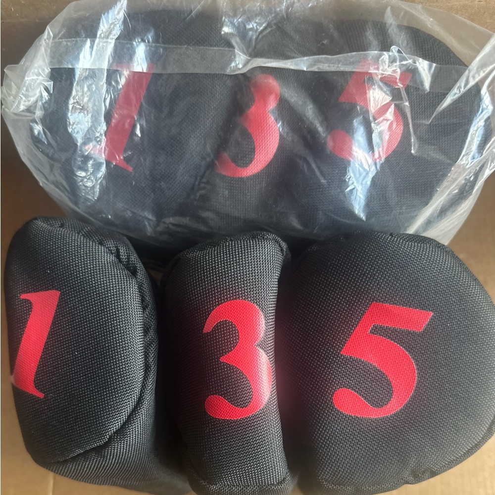 Unbranded Black Golf Club Headcovers with Red Numbering (1, 3, 5)